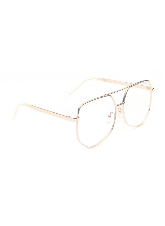 hikulity Women's Metal Polygon Gold Frame Clear Lens Sunglasses  - Image 3