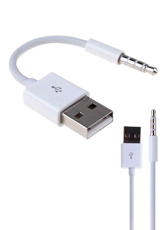 USB Type A Male To Aux Cable Audio Plug Connector Jack Cable White