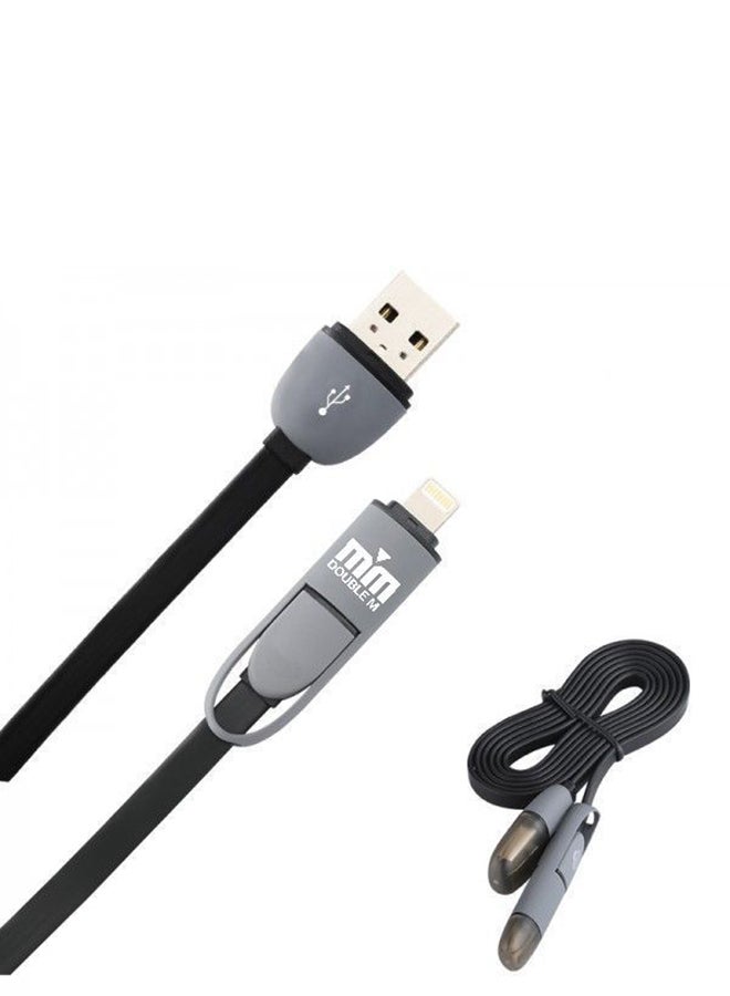 كابل شحن 2 في 1 لايتننج وMicro USB أسود/ رمادي - Image 2