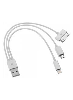 Honest 3-In-1 USB To Lightning/Micro USB/30-Pin Cable White 