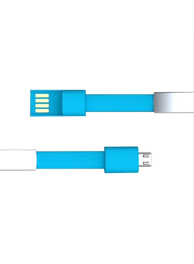 كابل شحن ومزامنة بيانات بمنفذ Micro USB أزرق / فضي