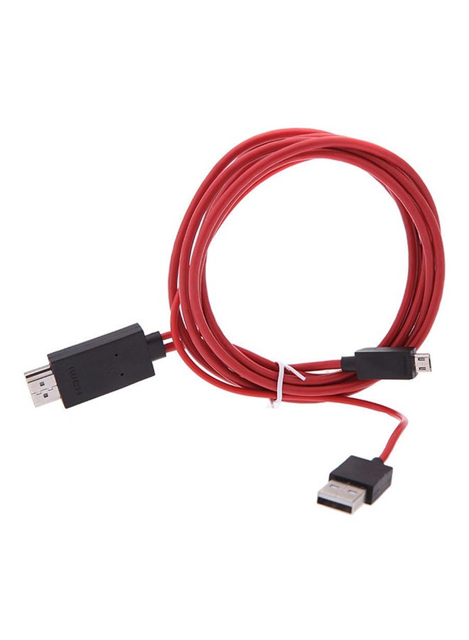HDMI To USB And Micro USB Cable Red/Black - Image 1