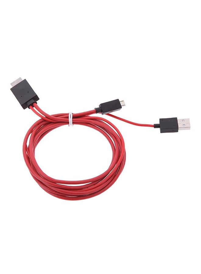 HDMI To USB And Micro USB Cable Red/Black - Image 2