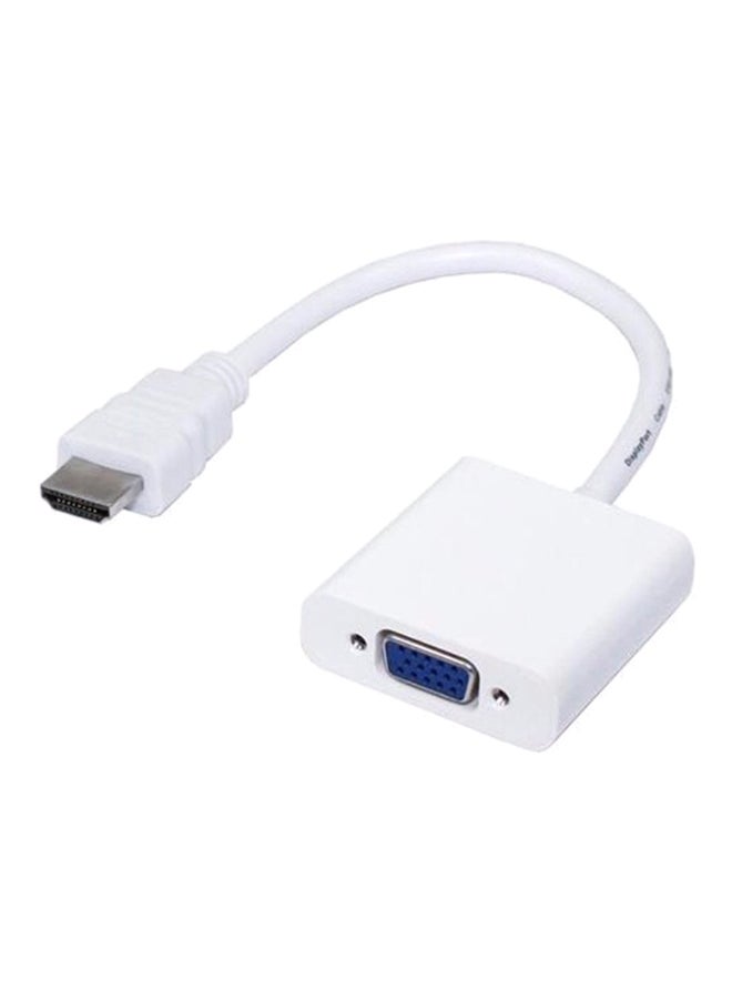 Female VGA To 30-Pin Male HDMI Video Converter Adapter White