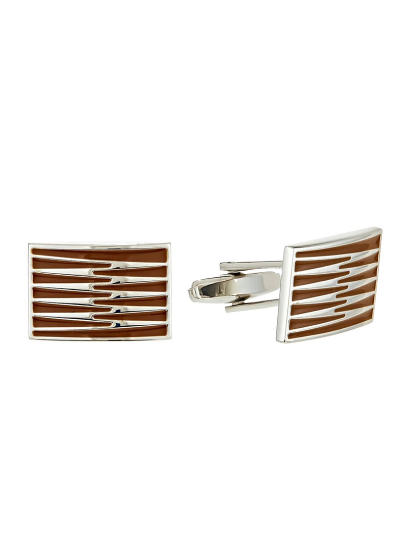 Stainless Steel Cufflinks PMS052WO Brown/Silver - v1535549193/N16718640A_1