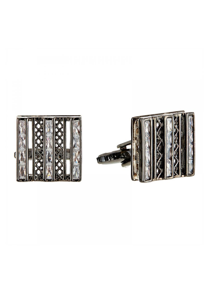 Stainless Steel Cufflinks PMS062B Grey/Clear - v1535549195/N16718651A_1