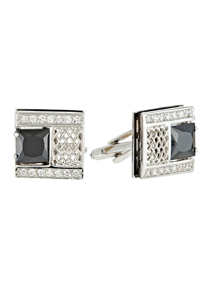 Stainless Steel Cufflinks PMS066W Silver/Black/Clear - v1535549197/N16718659A_1