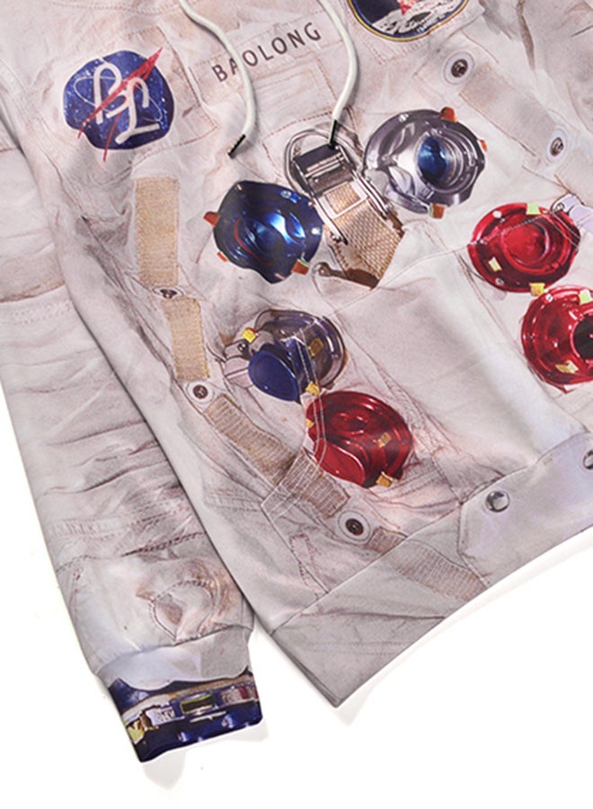 Mr.1991INC&Miss.GO - 3D Creative Astronaut Print Long Sleeve Hoodie Multicolour - Image 1