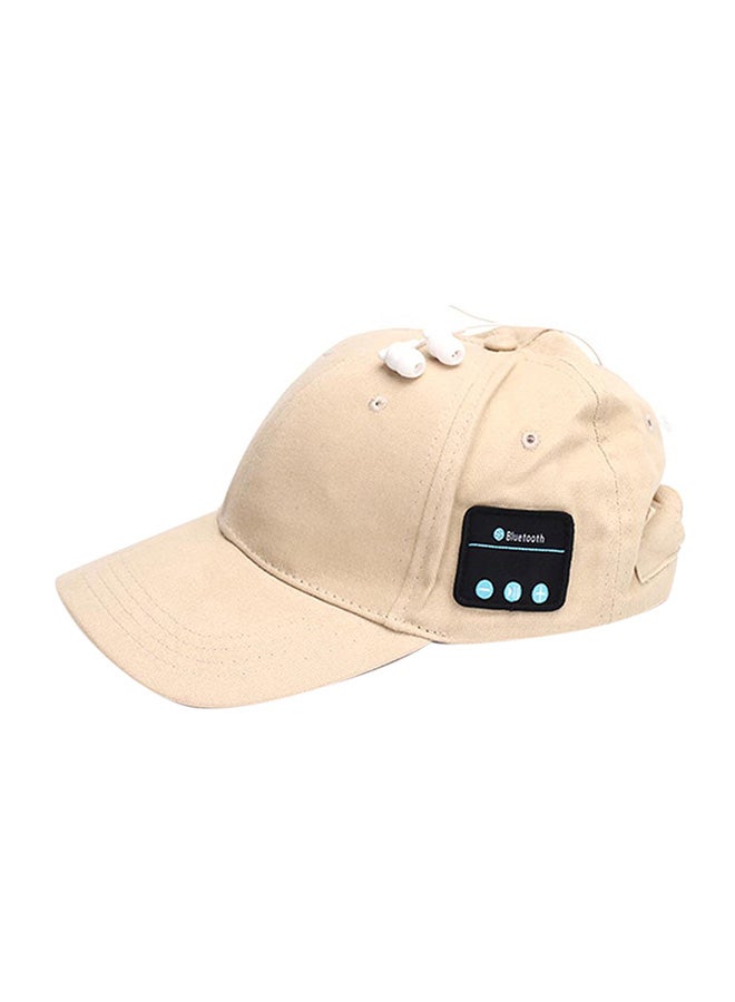 Cap With Bluetooth In-Ear Earphones Beige 