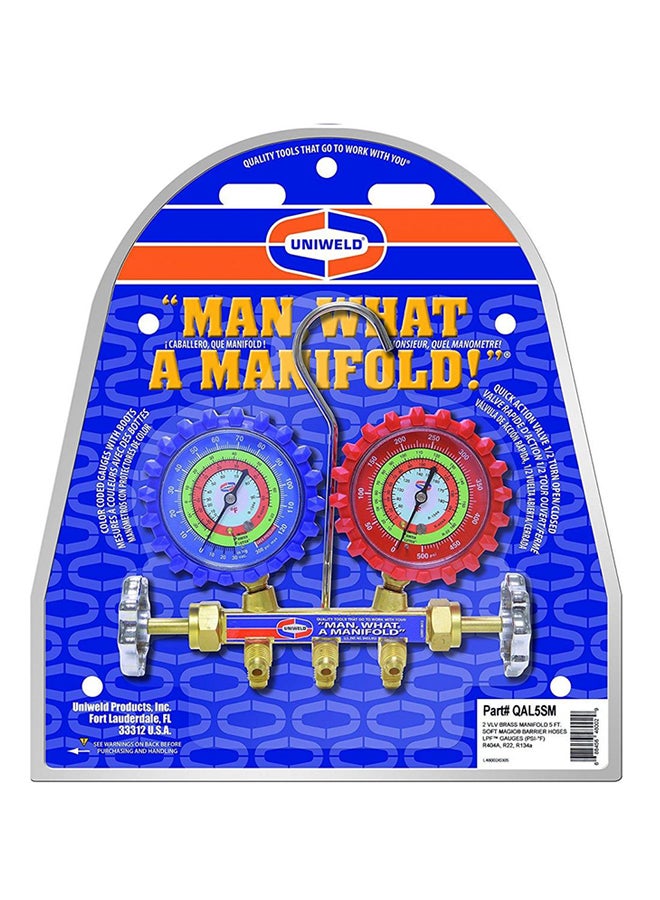 UNIWELD Manifold Gauge Set Yellow/Blue/Red - Image 2