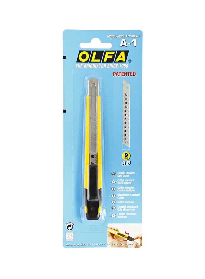 OLFA A-1 Patented Cutter Yellow/Silver/Black 9mm  - Image 1