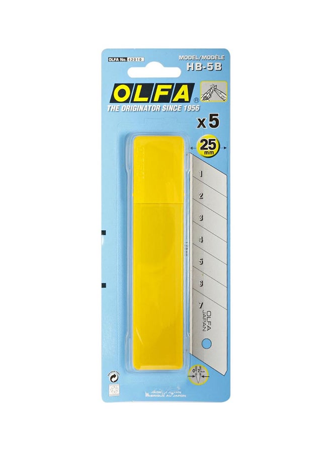 OLFA 5-Piece HB-5B Spare Cutter Blade Silver 25mm 