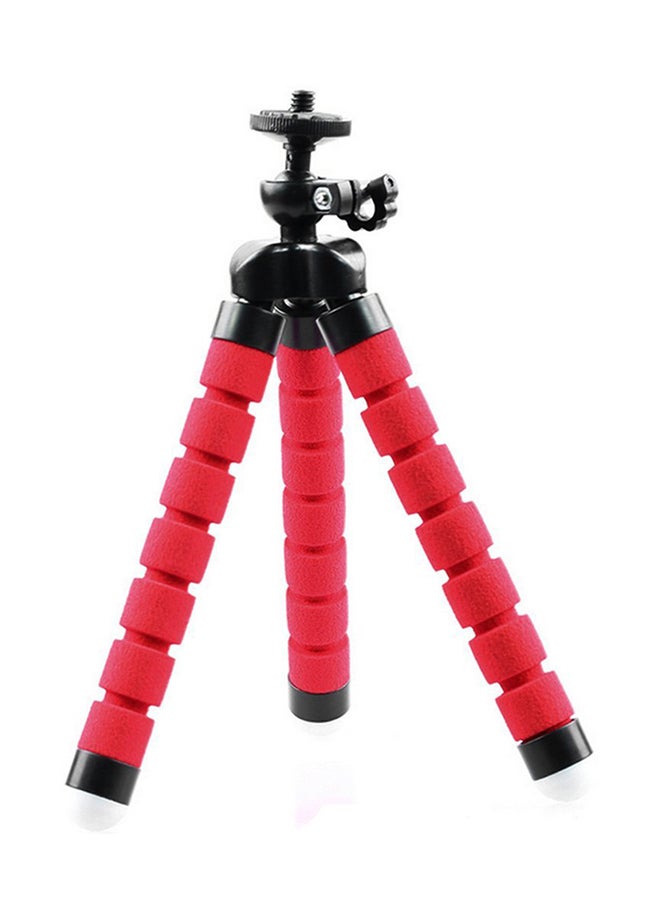 Generic Flexible Sponge Tripod With Mount Bracket For Mobile Red 