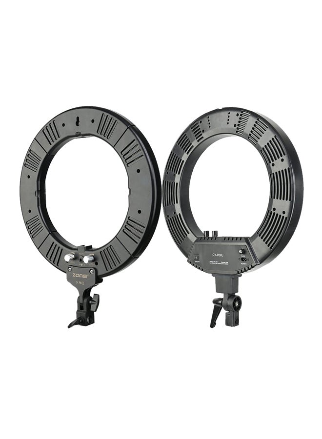 حلقة إضاءة خارجية مع مجموعة حامل قابلة للطي أبيض