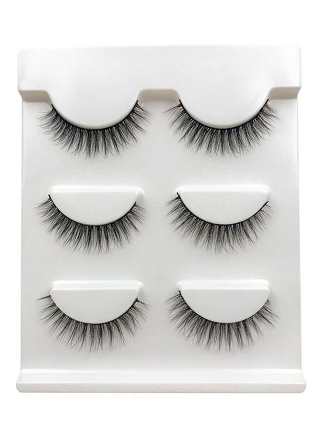 Generic 3-Pair 3D Mink Hair False Eyelashes X24 Set Black - Image 1