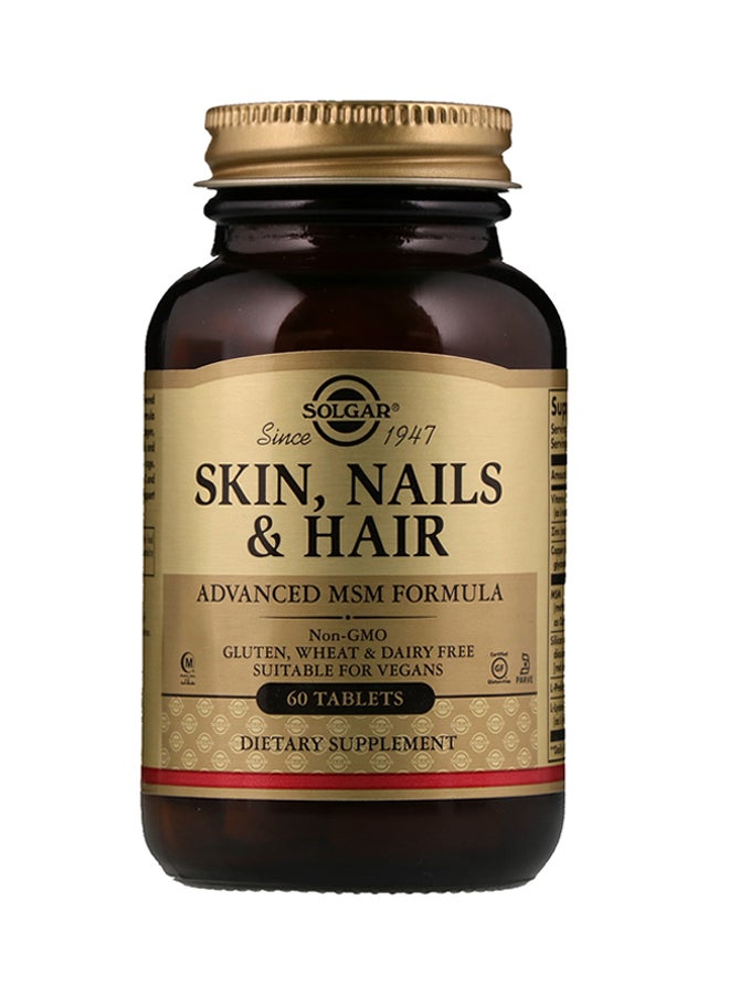 Solgar 60-Piece Skin, Nails & Hair, Advanced MSM Formula Tablets Gold/Brown 60grams  - Image 1