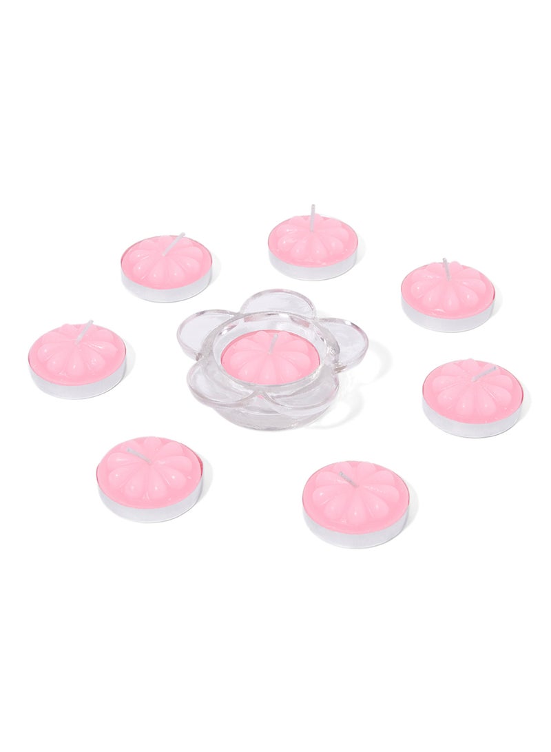 China Made - 8-Piece Scented Candles With Crystal Pot Pink/Clear - Image 1