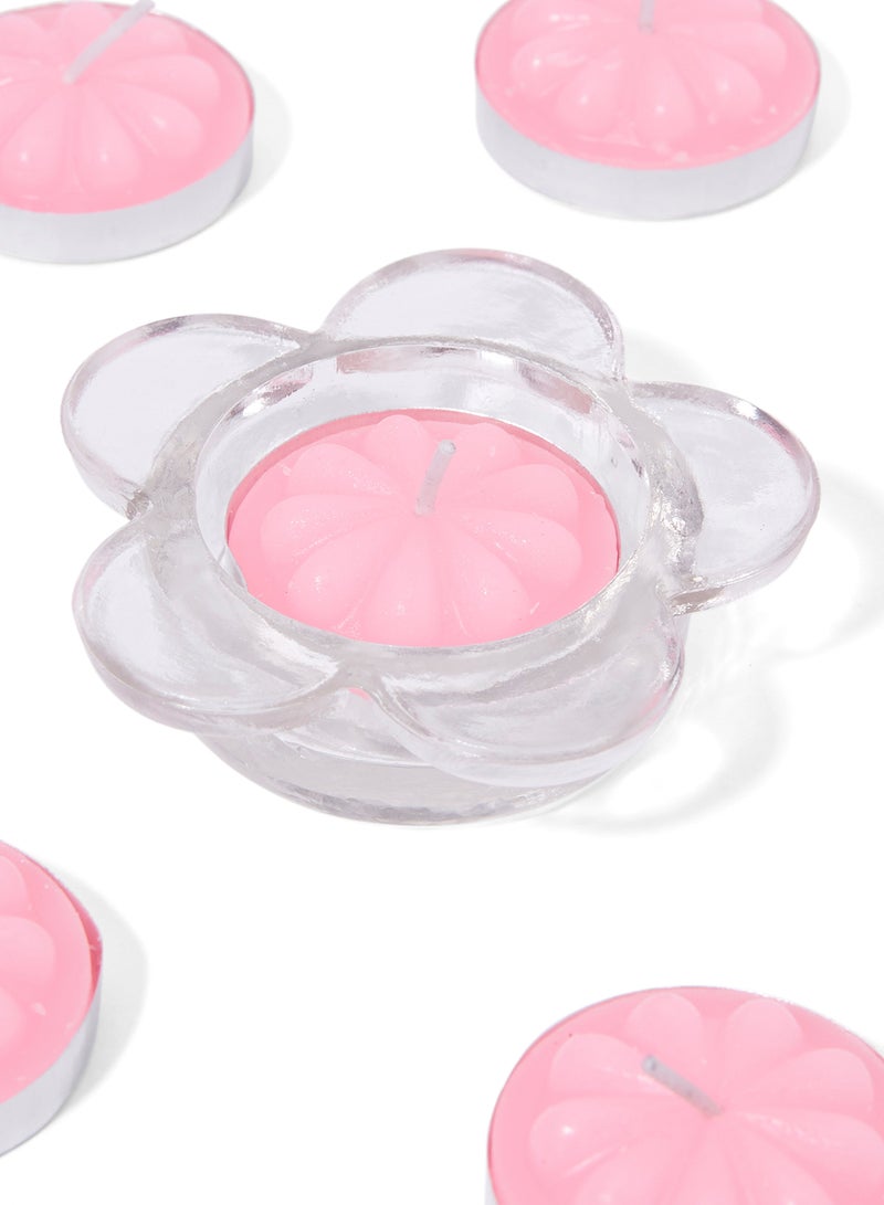 China Made - 8-Piece Scented Candles With Crystal Pot Pink/Clear - Image 1