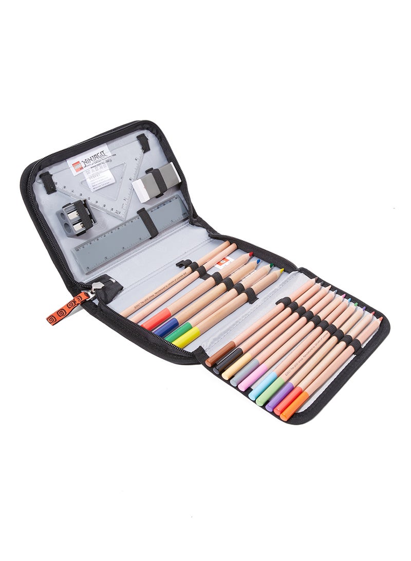 Pencil Case With Content Black/Red