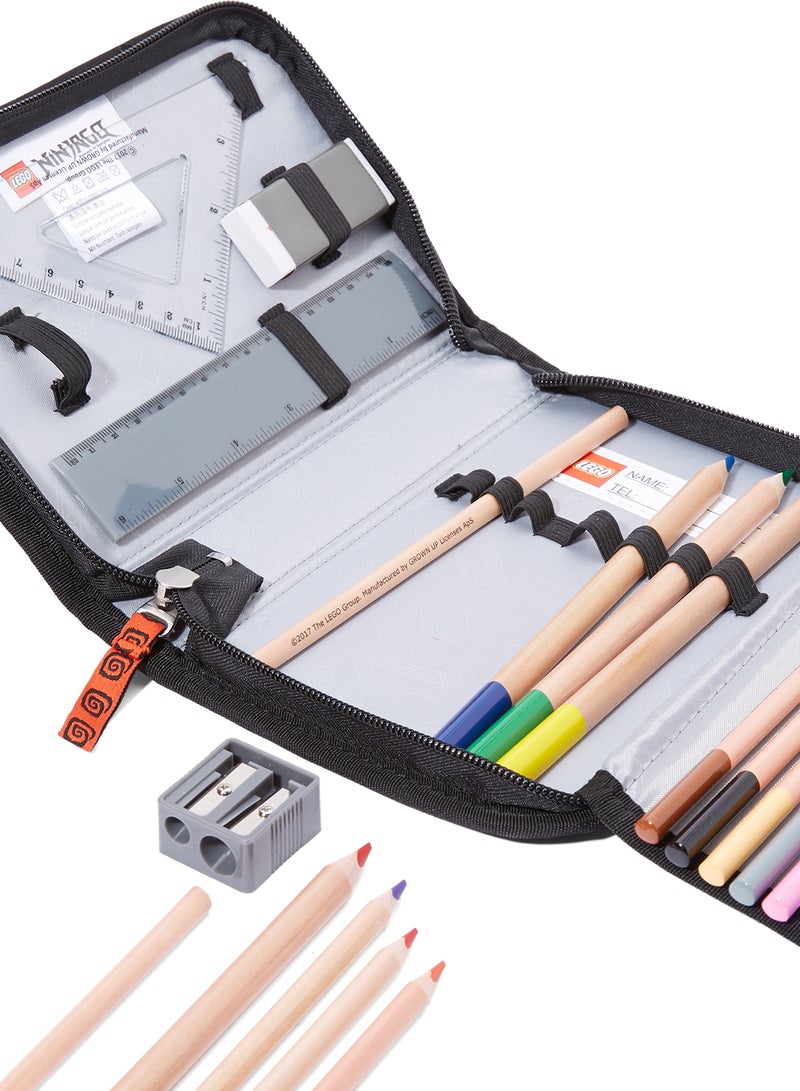 Pencil Case With Content Black/Red