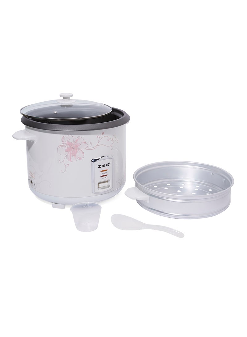 ZEC Rice Cooker With Steam Function 2.2 L ZRC-1022 White/Pink - Image 2