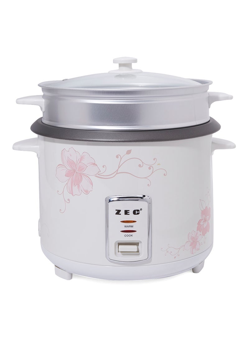 ZEC Rice Cooker With Steam Function 1000W ZRC-4030 White/Pink - Image 1