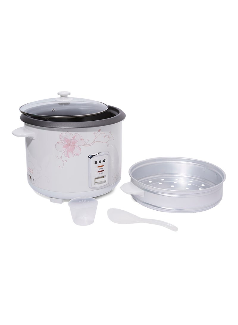 ZEC Rice Cooker With Steam Function 1000W ZRC-4030 White/Pink - Image 2