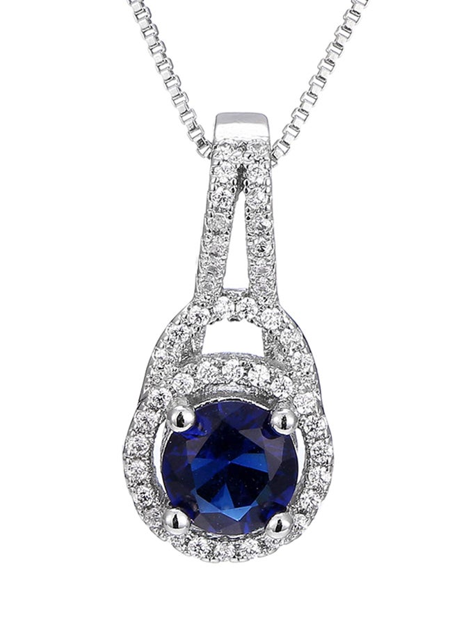 Zircon And Crystal Studded Silver Pendant Necklace - Image 1