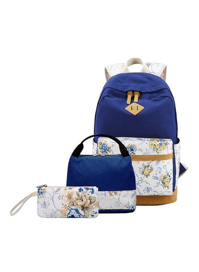 Sharpdo - Polyester Printed Zipper Kids Backpack Set Blue/White - Image 1