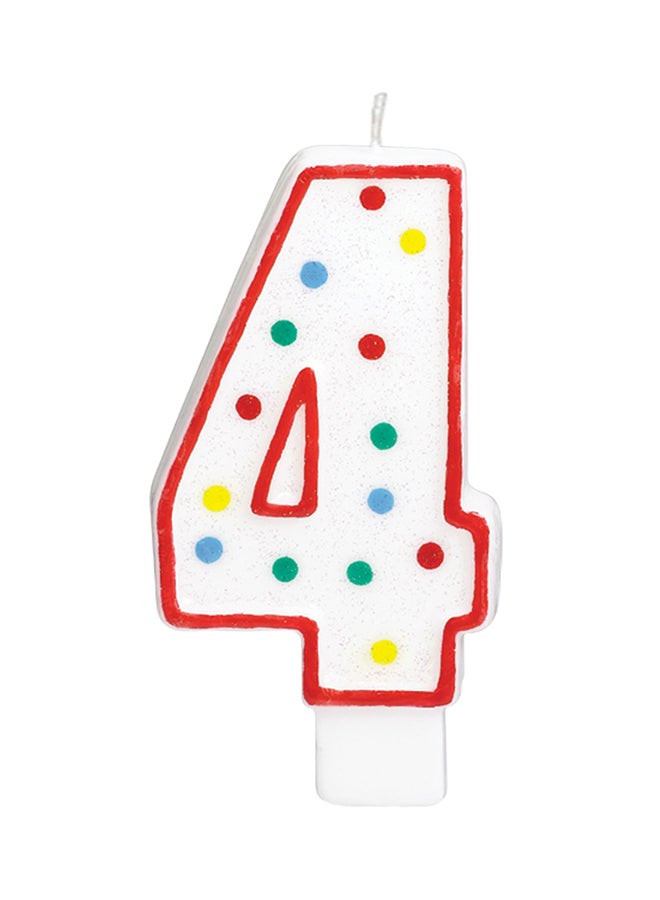 Amscan Number 4 Polka Dot Moulded Decorative Birthday Candle 5inch
