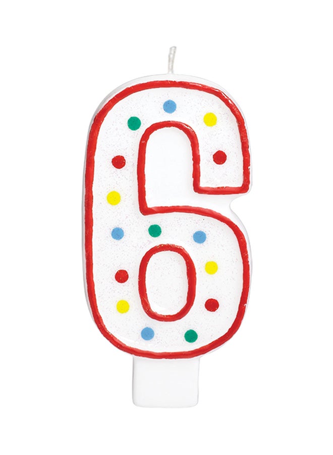 Amscan Number 6 Polka Dot Moulded Birthday Candle 5inch