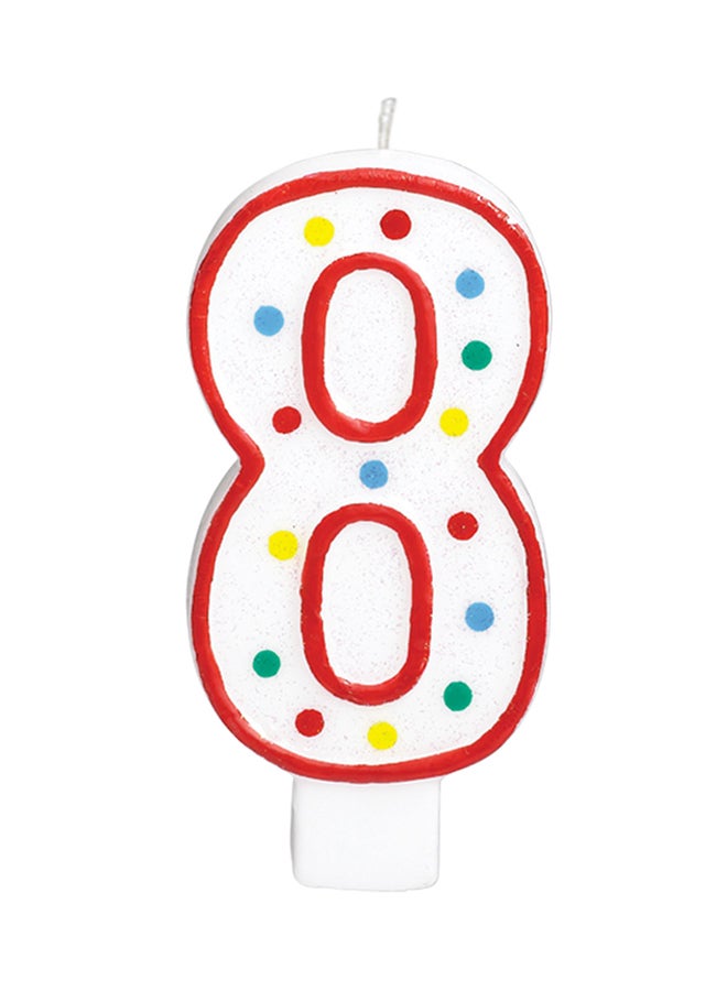 Amscan Number 8 Polka Dot Moulded Birthday Candle 5inch