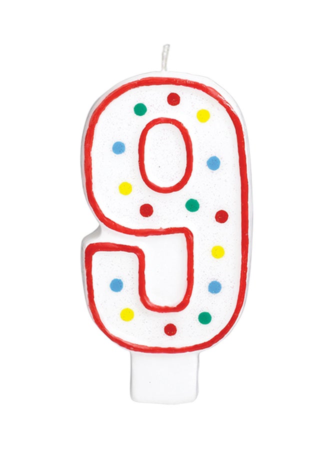 Amscan Number 9 Polka Dot Moulded Decorative Birthday Candle 5inch 