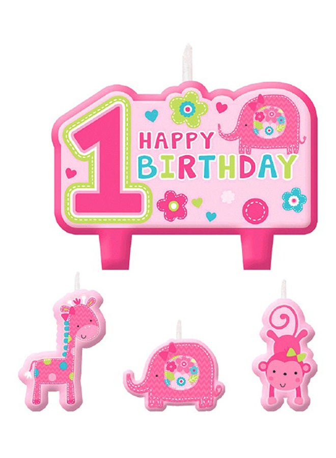 Amscan 4-Piece One Wild Girl 1st Birthday Candle Set