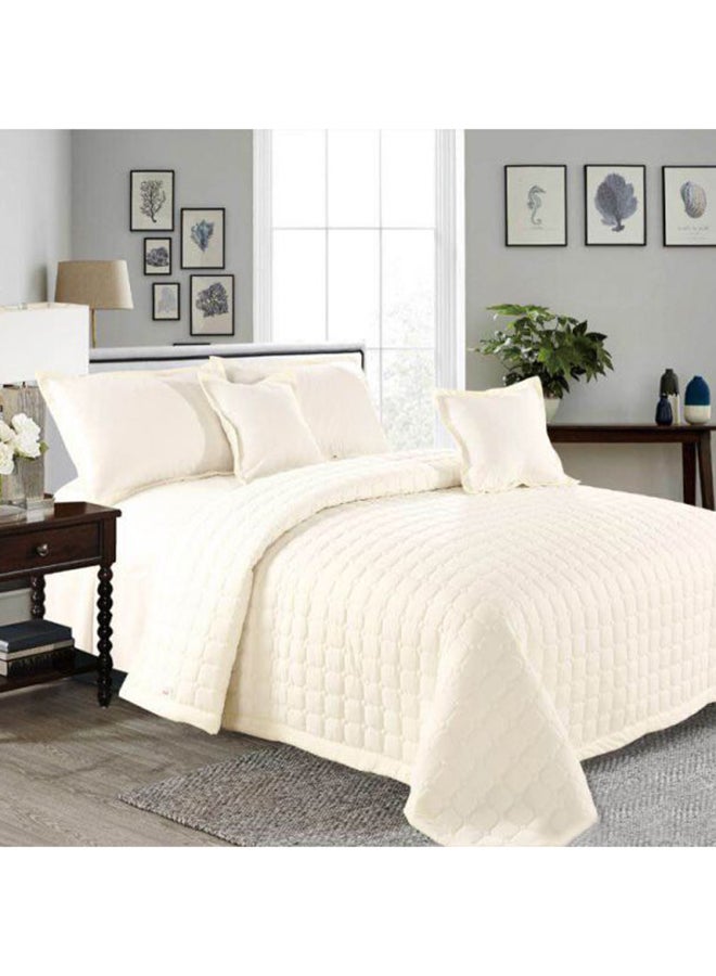 Ming Li 4-Piece Compressed Two-Sided Comforter Set Single Size Microfiber Off-White 210x160cm 