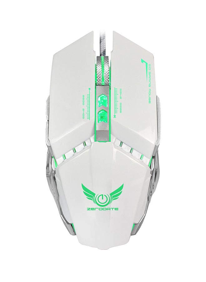 ZERODATE - Macros Define Gaming Mouse White/Green/Silver - Image 1