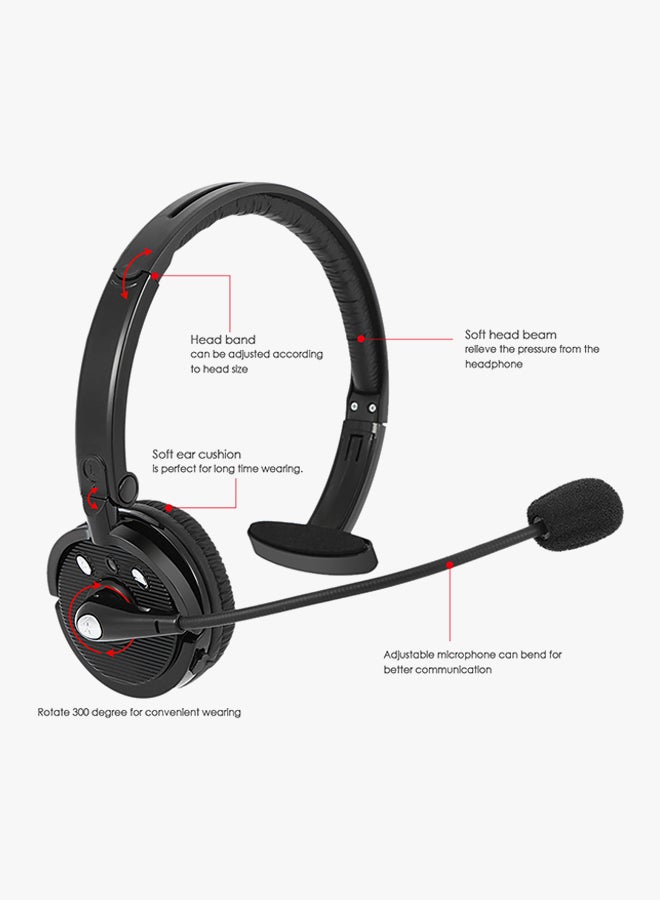 دوكولر سماعة رأس ستيريو لاسلكية بخاصية البلوتوث توضع فوق الأذن مع ميكروفون أسود - Image 3