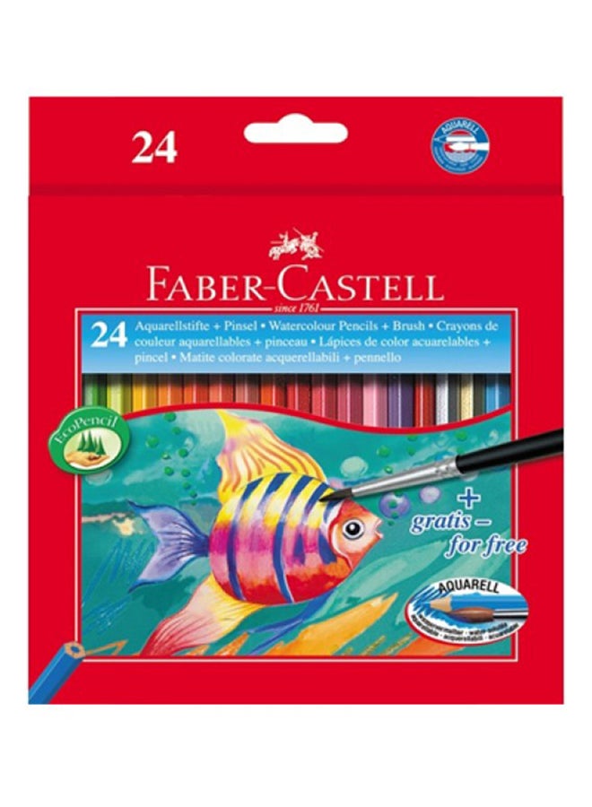 FABER-CASTELL - 24-Piece Watercolour Pencil Set With Brush Multicolour - Image 1