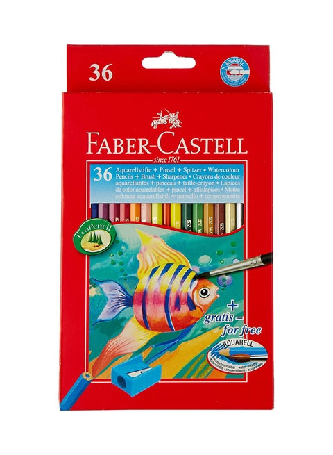 36-Piece Watercolour Pencil Set With Brush And Sharpener Multicolour