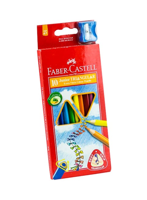 10-Piece Junior Triangular Colour Pencil Set With Sharpener Multicolour