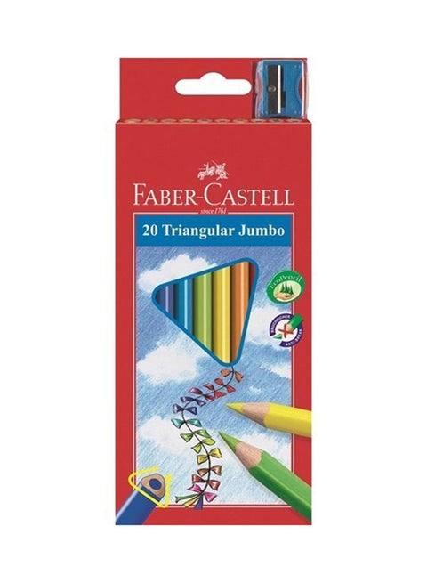 20-Piece Triangular Jumbo Colour Pencil Set With Sharpener Multicolour