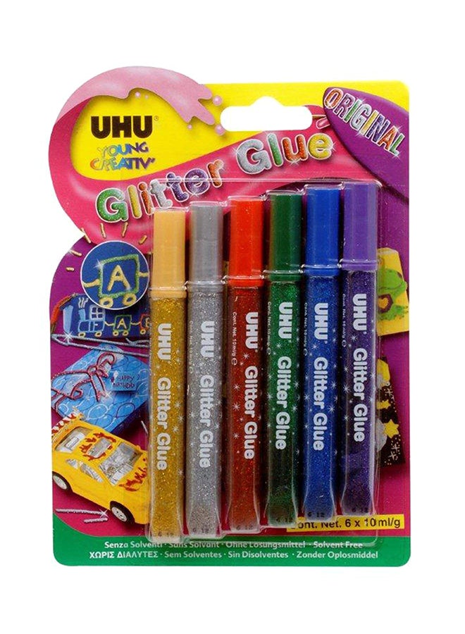 يو إتش يو مجموعة غراء لامع أصلي للأطفال المبدعين مكونة من 6 قطع متعدد الألوان