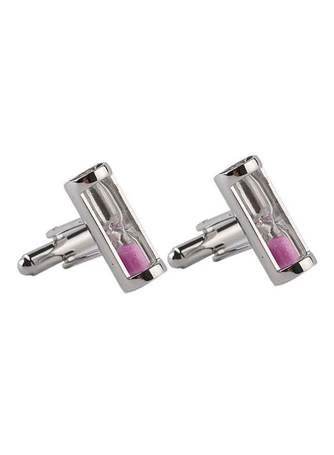 أزرار لأكمام القمصان بتصميم ساعة رملية كريستالية