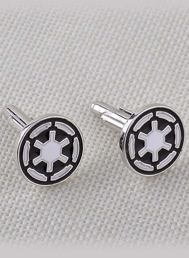 QiaoKai - One Pair Round Color Block Cufflinks - Image 1