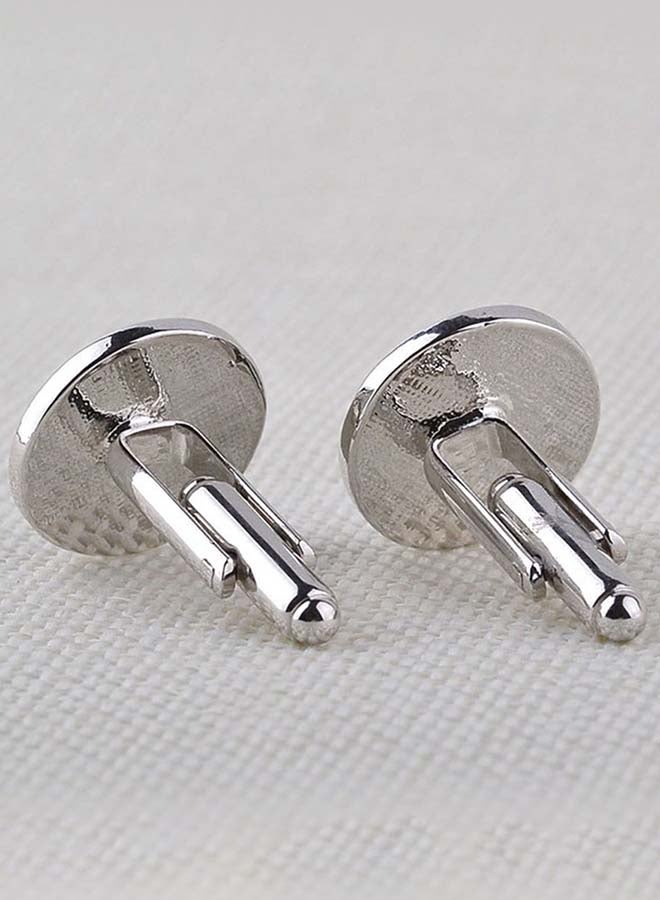 QiaoKai - One Pair Round Color Block Cufflinks - Image 1