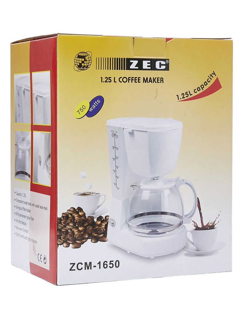 ZEC Coffee Maker ZCM-1650 White/Clear - Image 4