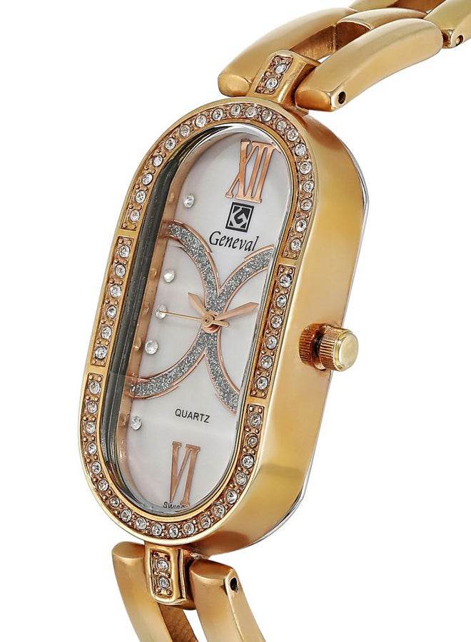 جينيفال من سويسرا ساعة يد بعقارب مضادة للماء بسوار من الستانلس ستيل طراز GBS812RW للنساء - Image 3