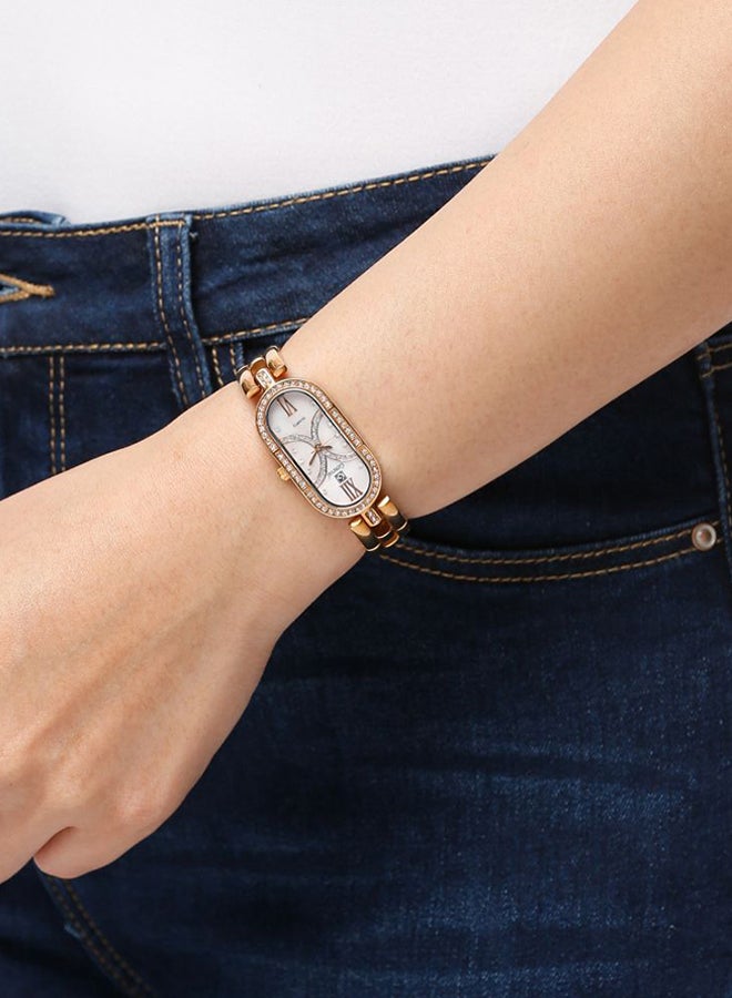 جينيفال من سويسرا ساعة يد بعقارب مضادة للماء بسوار من الستانلس ستيل طراز GBS812RW للنساء - Image 4