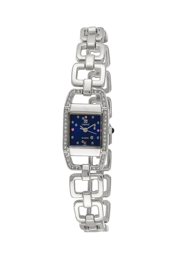 جينيفال من سويسرا ساعة يد بعقارب وسوار من الستانلس ستيل مقاومة للماء GBS814WE للنساء - Image 1