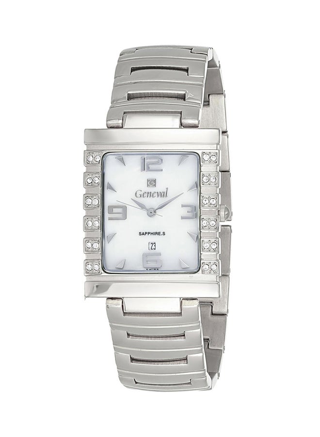 جينيفال من سويسرا ساعة يد بعقارب مضادة للماء من الستانلس ستيل طراز GMS523WPW للرجال - Image 1